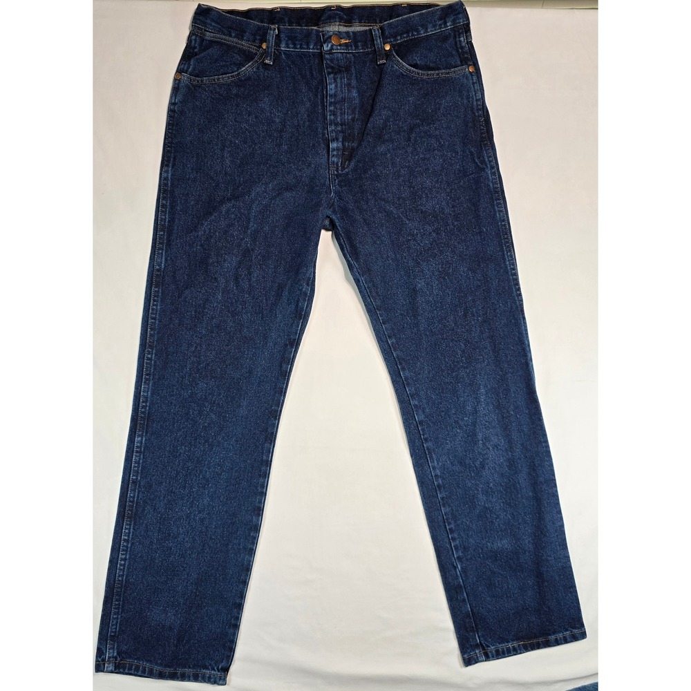 Wrangler Cowboy Cut Relaxed‎ Fit Jeans Mens 35x32 Dark Wash Indigo 1013MWZDD